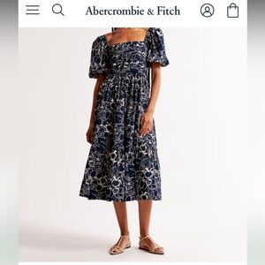 A&F Emerson Poplin Puff Sleeve Midi Dress